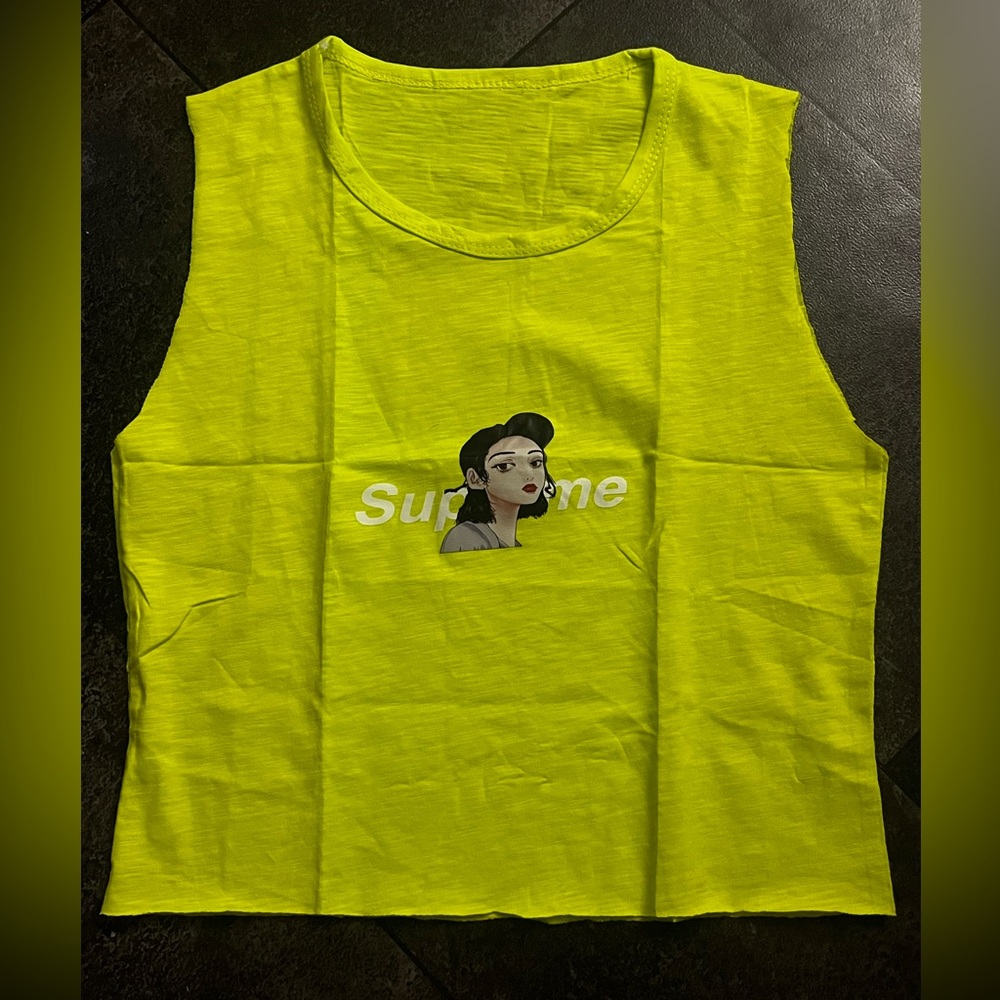 New! Bright Yellow FASHION S U P R E M E Cropped Sleeveless Top